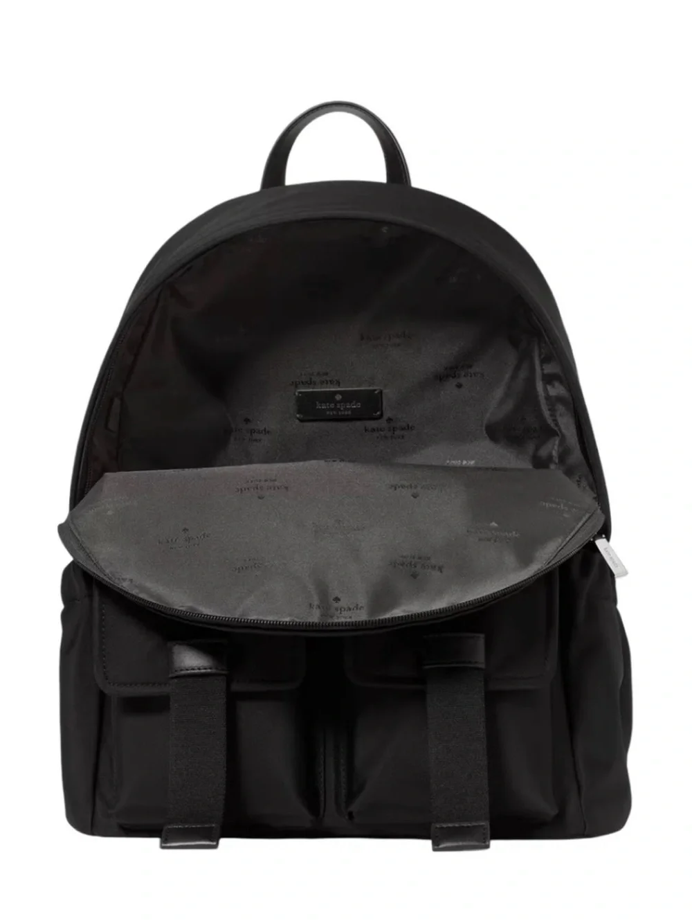kate spade Black Nylon Backpack with Front Flap Pockets